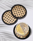 Set of 4 Unique Wooden Rattan Coasters - From Where -