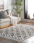 Shaggy Lattice Tassel Rug - From Where Finds -
