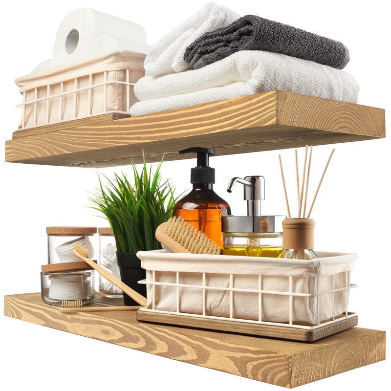 Solid Wood Floating Shelves Set of 2 - From Where -
