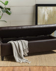 Stratford Brown Leather Storage Ottoman - From Where -
