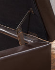 Stratford Brown Leather Storage Ottoman - From Where -