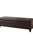 Stratford Brown Leather Storage Ottoman - From Where -