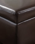 Stratford Brown Leather Storage Ottoman - From Where -