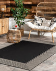 Striped Border Indoor/Outdoor Flatweave Rug - From Where Finds -