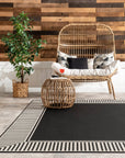 Striped Border Indoor/Outdoor Flatweave Rug - From Where Finds -
