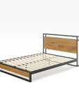 Suzanne Metal and Bamboo Platform Bed Frame with USB Port