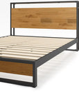 Suzanne Metal and Bamboo Platform Bed Frame with USB Port