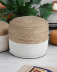 Sweed Valley Jute & Cotton Pouf - From Where -