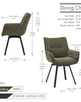 Swivel Fabric Dining Chair with Steel Legs - From Where -