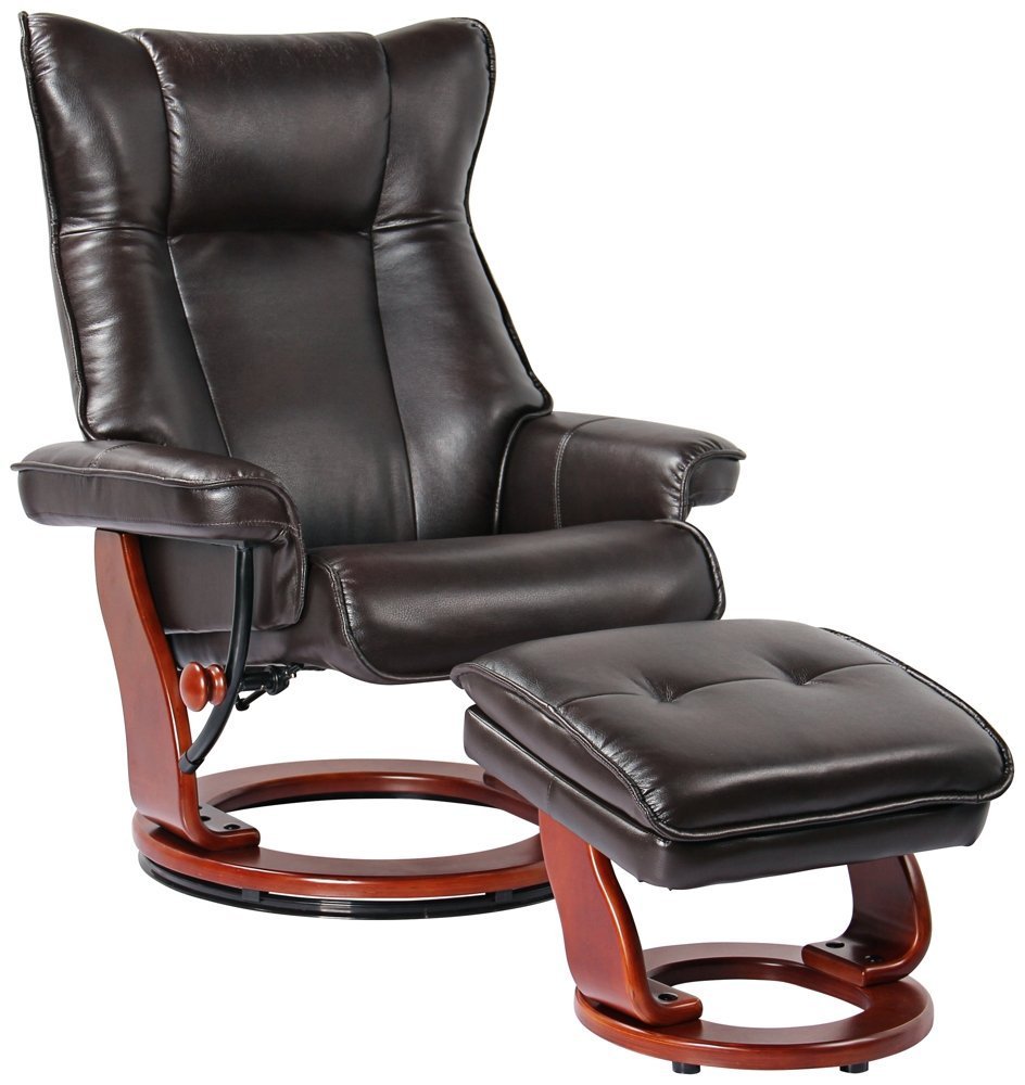 Swivel Faux Recliner Chair with Ottoman - From Where -