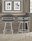 Swivel Upholstered Counter Stool with Metal Base - From Where -