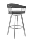 Swivel Upholstered Counter Stool with Metal Base - From Where -