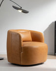 Tan Grain Swivel Barrel Armchair - From Where -