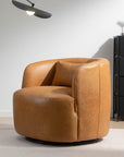 Tan Grain Swivel Barrel Armchair - From Where -