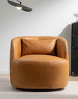 Tan Grain Swivel Barrel Armchair - From Where -