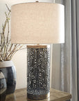 Textured Metal Single Table Lamp - From Where -