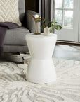 Torre Modern Concrete Ivory Accent Table - From Where -