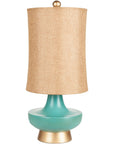 Turquoise Over Bronze Natural Shade Lamp - From Where -