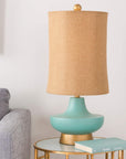 Turquoise Over Bronze Natural Shade Lamp - From Where -