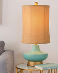 Turquoise Over Bronze Natural Shade Lamp - From Where -