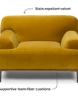 Velvet Lounge Chair in Plush Yarrow Gold - From Where -