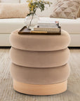 Velvet Ottoman Footstool with Wood Base - From Where -