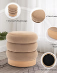 Velvet Ottoman Footstool with Wood Base - From Where -
