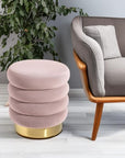 Velvet Ottoman with Gold Finish - From Where -