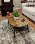 Vintage Brown Oval Coffee Table - From Where -