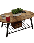 Vintage Brown Oval Coffee Table - From Where -