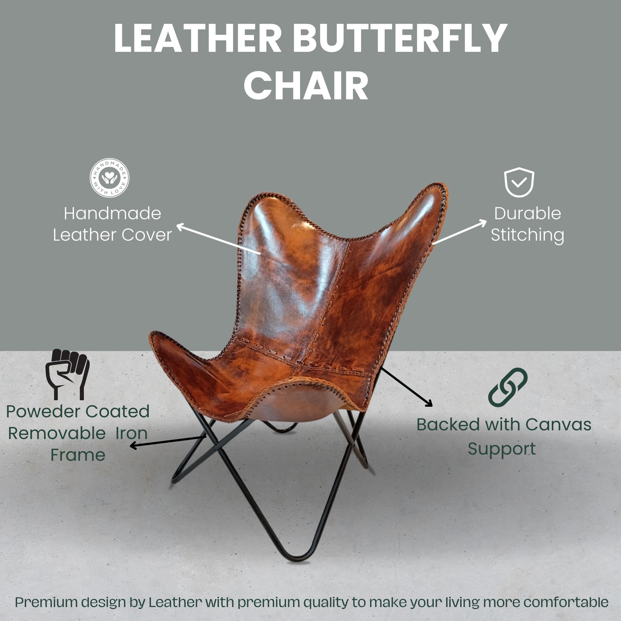 Vintage Leather Antique Butterfly Chair - From Where -