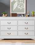 Vrai 6 - Drawer Solid Wood White Dresser - From Where -