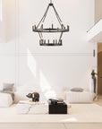 Wagon Wheel 2 Tier Chandelier - From Where -