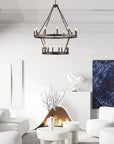 Wagon Wheel 2 Tier Chandelier - From Where -