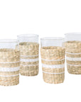White Cane Seagrass Tall Glasses (Set of 4) - From Where -