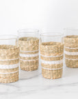 White Cane Seagrass Tall Glasses (Set of 4) - From Where -