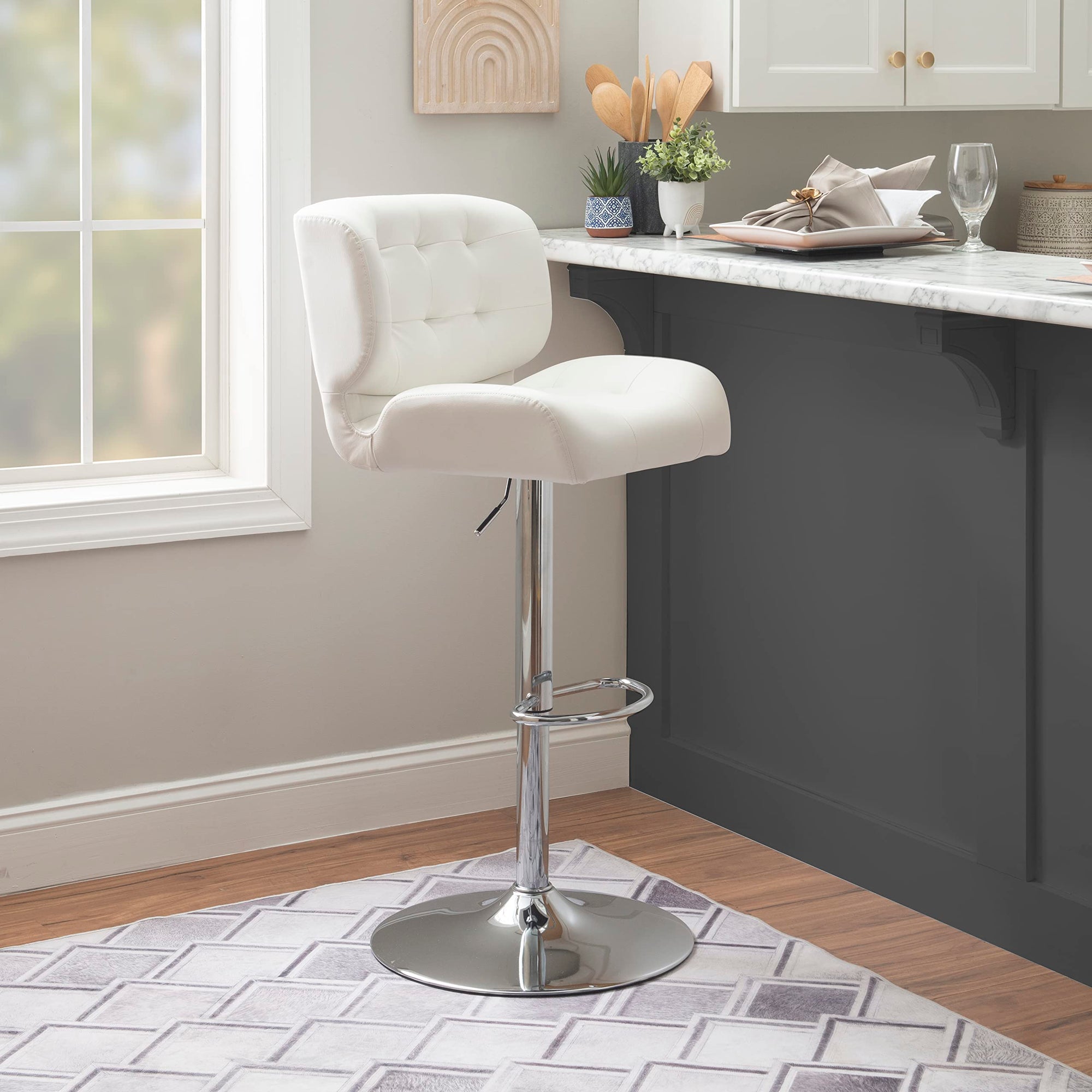 White Polished Chrome Barstool - From Where -