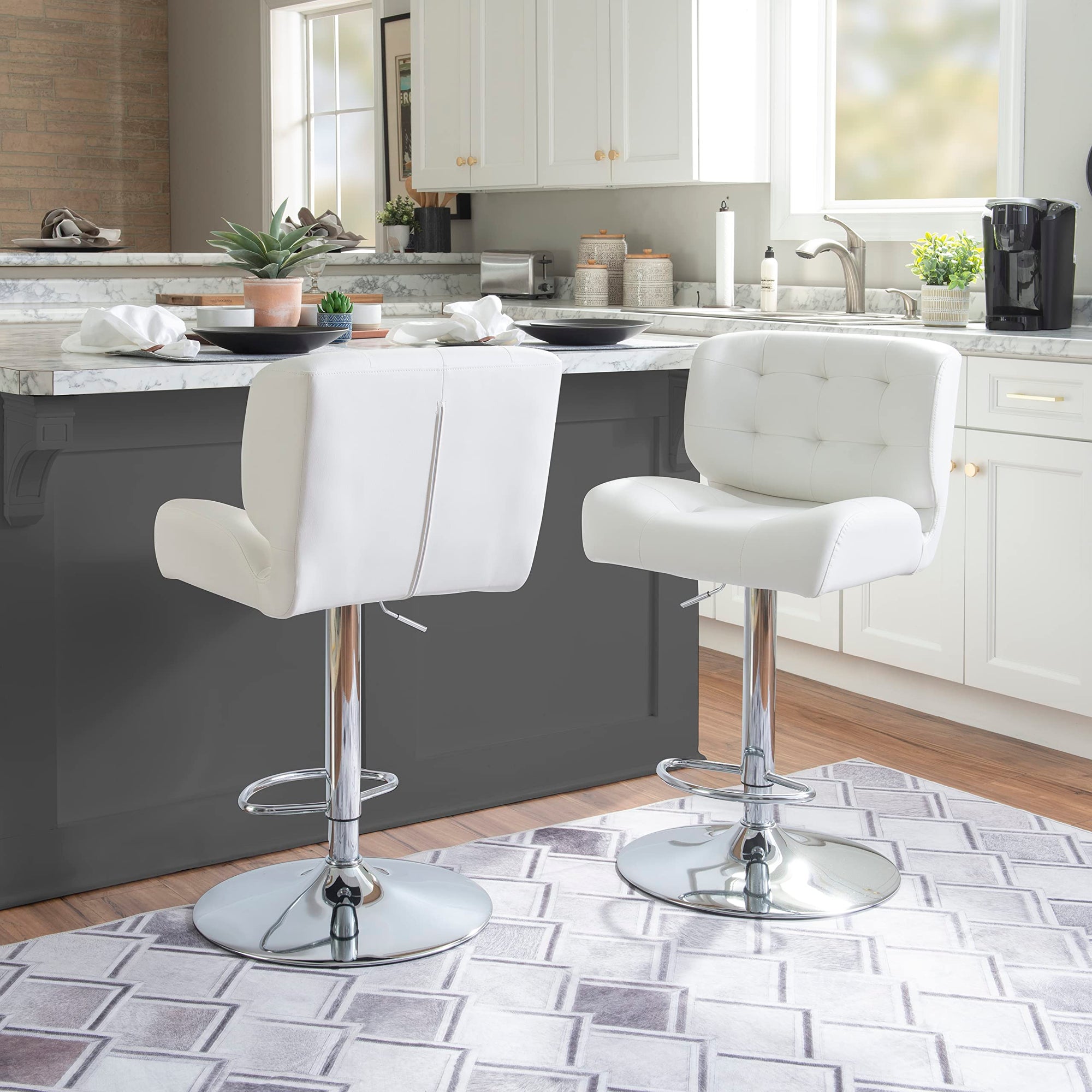 White Polished Chrome Barstool - From Where -