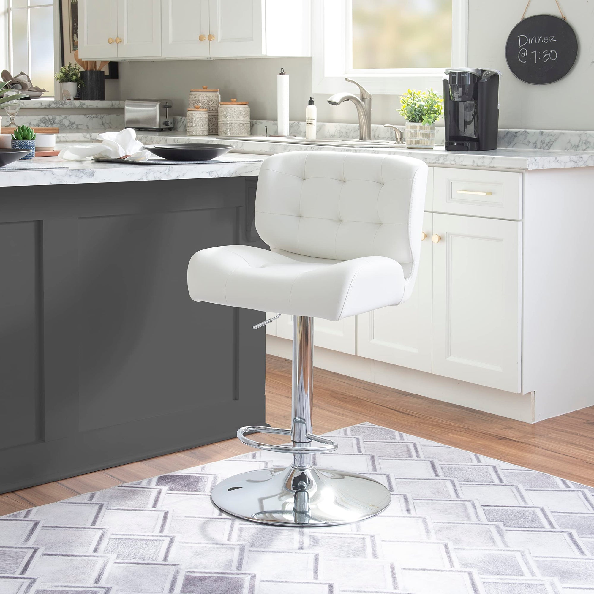 White Polished Chrome Barstool - From Where -
