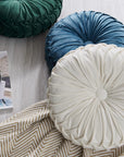 White Round Throw Pillow Velvet - From Where -