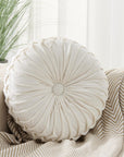 White Round Throw Pillow Velvet - From Where -