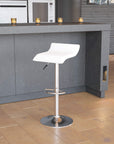 White Vinyl Adjustable Height Barstool - From Where -