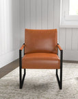 Wide Vintage Leather Accent Chair - From Where -