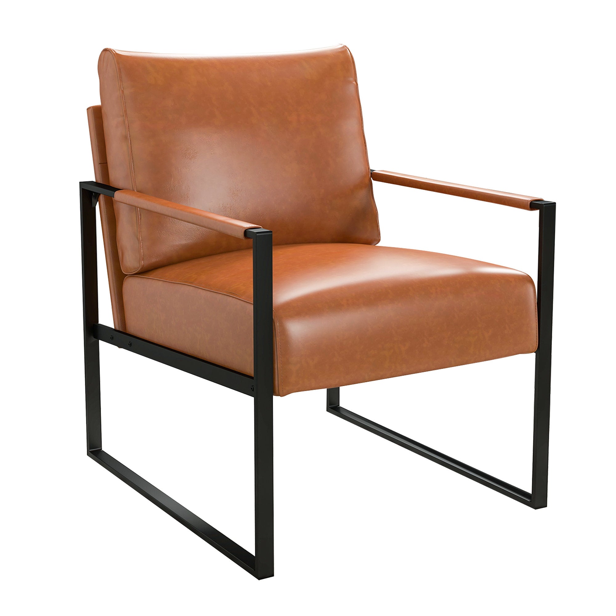 Wide Vintage Leather Accent Chair - From Where -