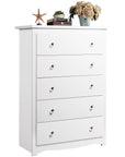 WLIVE White 5 Drawer Wood Dresser - From Where Finds -