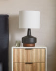 Wood & Ceramic Table Lamp (22") - From Where - Living Room
