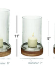 Wood Hurricane Lamp Pillar with Glass Candle Holders - From Where -