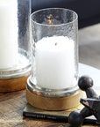 Wood Hurricane Lamp Pillar with Glass Candle Holders - From Where -