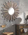 Wooden Sunburst Wall Mirror - From Where -