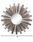 Wooden Sunburst Wall Mirror - From Where -